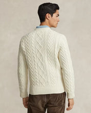 Polo Ralph Lauren Regular Fit Iconic Fisherman's Sweater Large White Cream