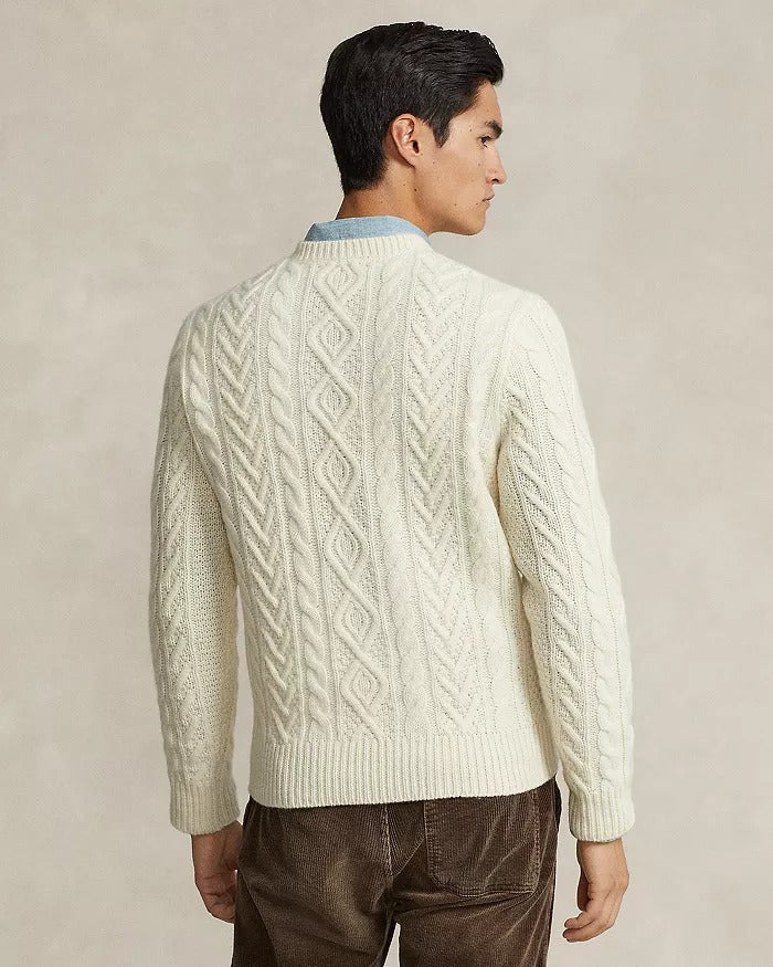 Polo Ralph Lauren Regular Fit Iconic Fisherman's Sweater Large White Cream