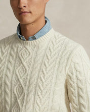 Polo Ralph Lauren Regular Fit Iconic Fisherman's Sweater Large White Cream