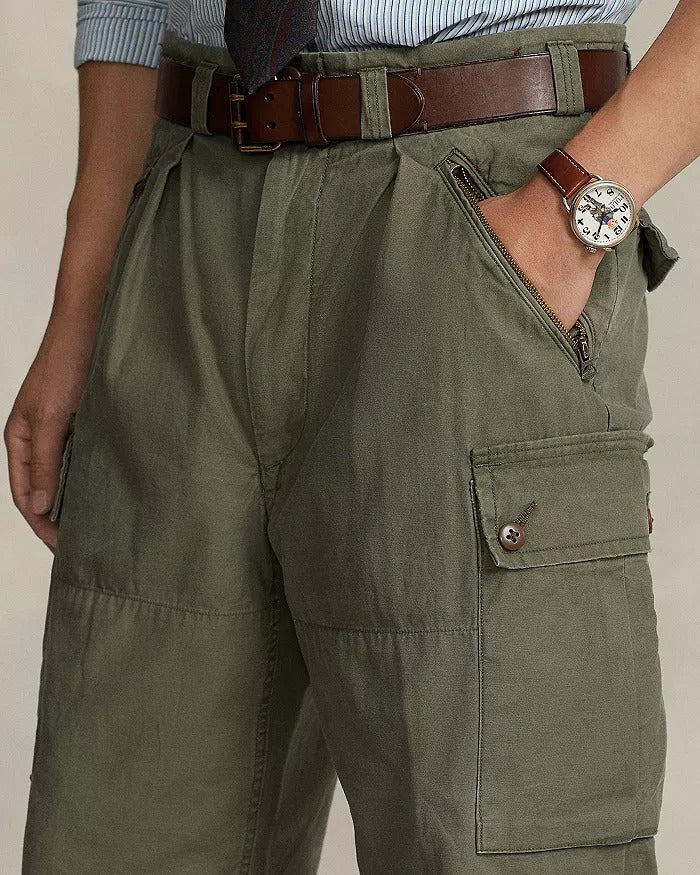 Polo Ralph Lauren Mens Baggy Fit Reverse Sateen Cargo Pants Green 38 x 32