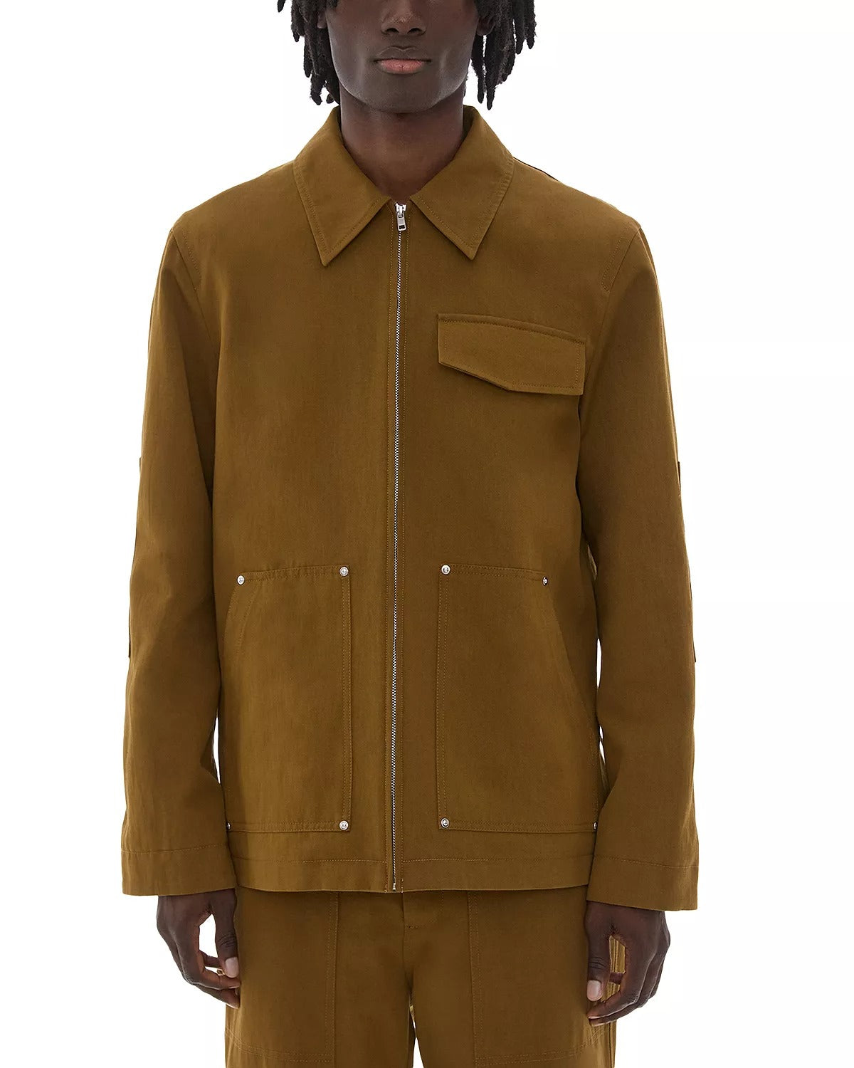 Helmut Lang Mens Cotton Twill Coach Jacket Medium Brown