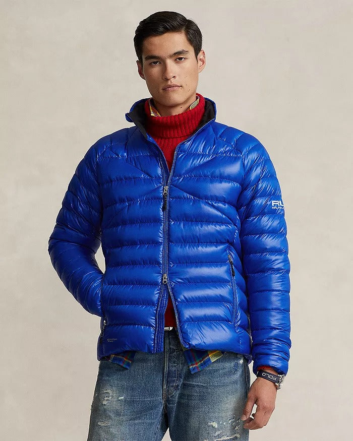RLX Ralph Lauren Mens Water Repellent Packable Down Jacket Large Blue Sapphire