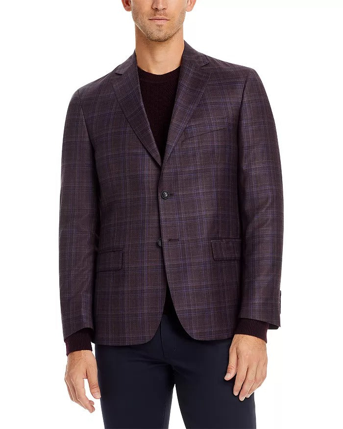 The Men's Store  Regular Fit Tonal Plaid Sport Coat 48R Purple