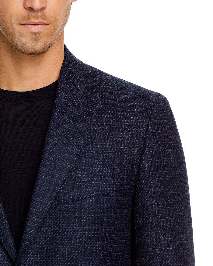 The Men's Store Regular Fit Stepweave Solid Sport Coat 48R Navy Blue