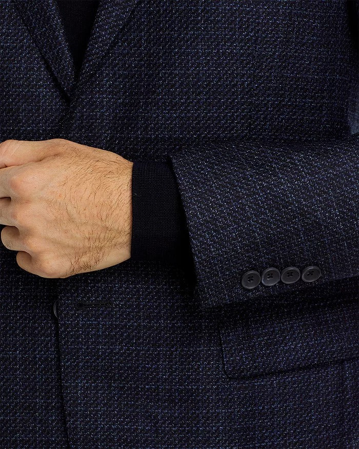 The Men's Store Regular Fit Stepweave Solid Sport Coat 48R Navy Blue