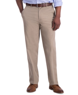 Haggar Mens Classic fit Dress Pants 36 / 30 Medium Khaki Solid