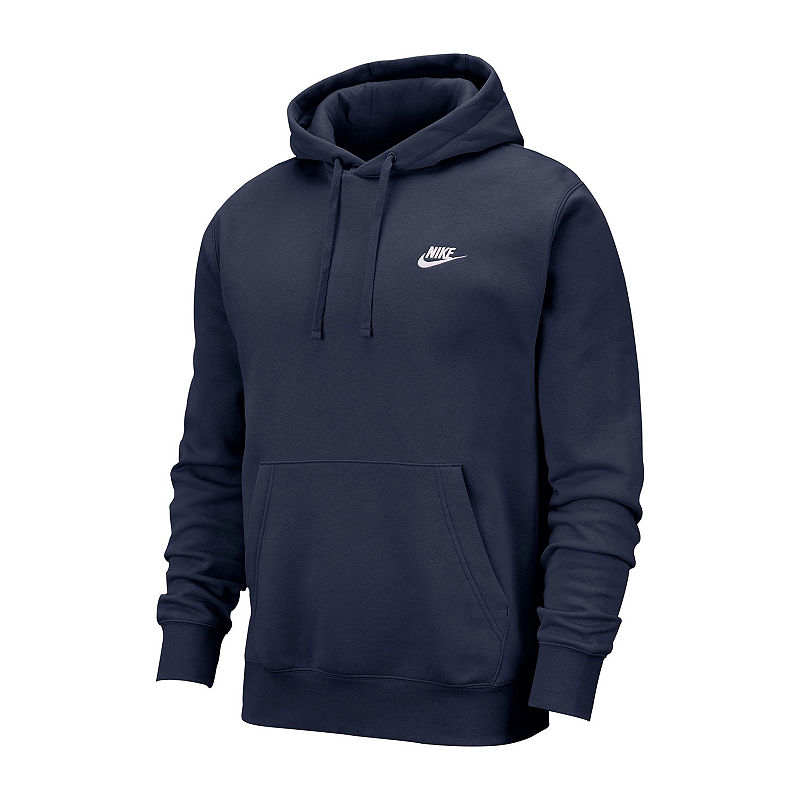 NIKE Mens Sportswear Club Fleece Pullover Hoodie Sweatshirt Navy Blue Medium