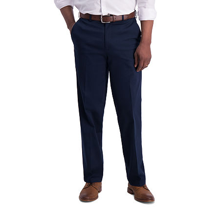 Haggar Mens Classic fit Cotton Dress Pants 40 / 34 Blue Solid