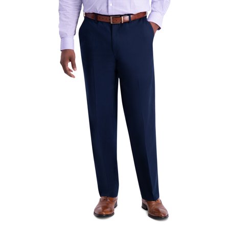 Haggar Mens Classic fit Dress Pants 36 / 30 Navy Blue Solid Stretch