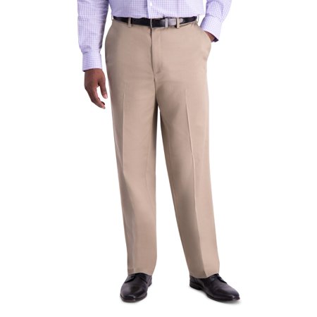 Haggar Mens Classic fit Cotton Chinos 42 / 32 Beige Solid