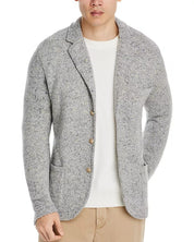 Eleventy Mens Wool & Cashmere Stretch Knit Sweater Jacket XL Light Grey