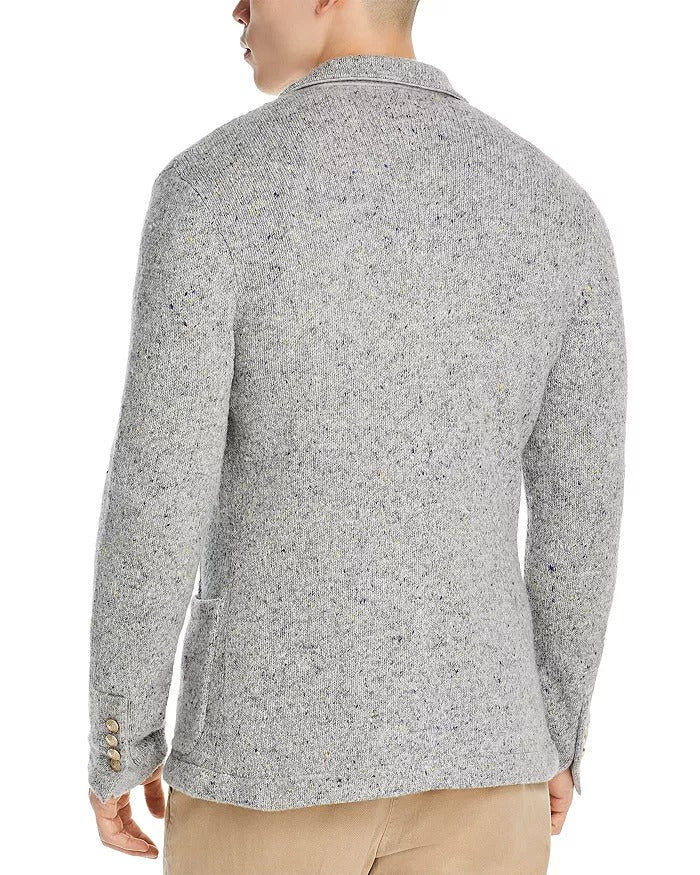 Eleventy Mens Wool & Cashmere Stretch Knit Sweater Jacket XL Light Grey