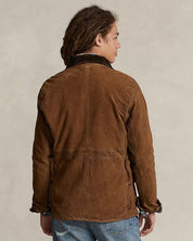 Polo Ralph Lauren Mens Suede Leather Utility Jacket XL Camel Brown