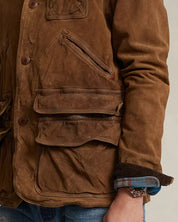 Polo Ralph Lauren Mens Suede Leather Utility Jacket XL Camel Brown