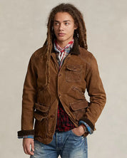 Polo Ralph Lauren Mens Suede Leather Utility Jacket XL Camel Brown