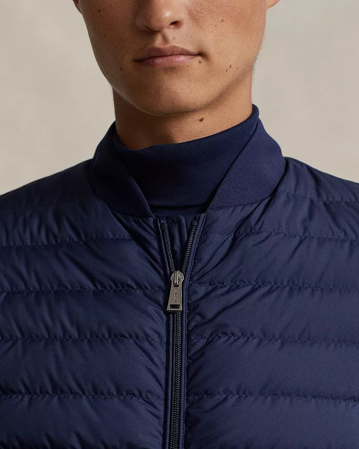 RLX Polo Ralph Lauren Mens Down Puffer Bomber Jacket Large Navy Blue