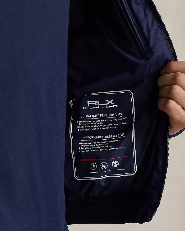 RLX Polo Ralph Lauren Mens Down Puffer Bomber Jacket Large Navy Blue