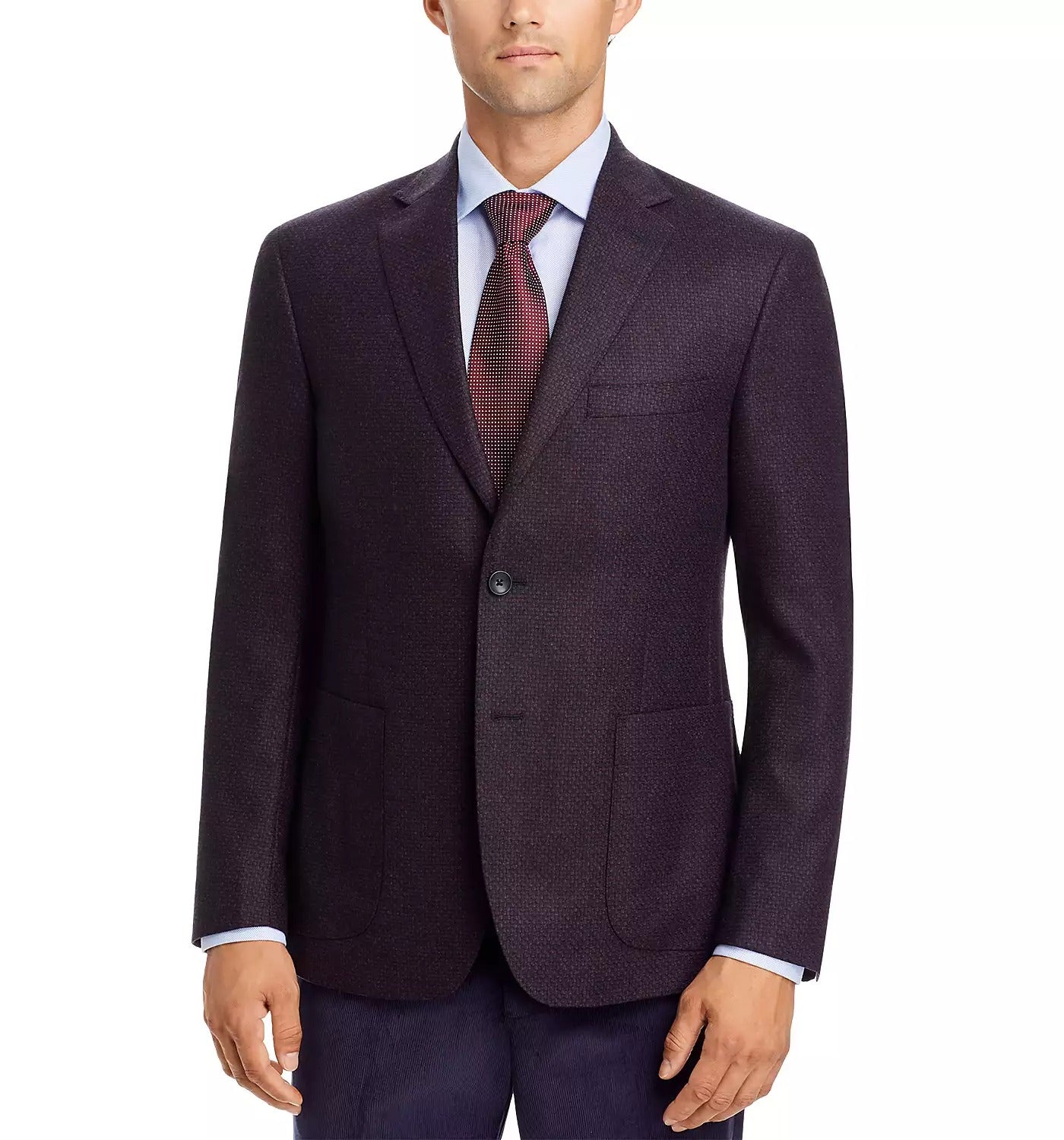 The Men's Store  Regular Fit Sport Coat 50R Burgundy / Navy