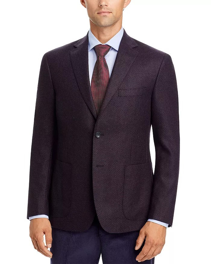 The Men's Store  Textured Sport Coat 48R Burgundy Navy Blue