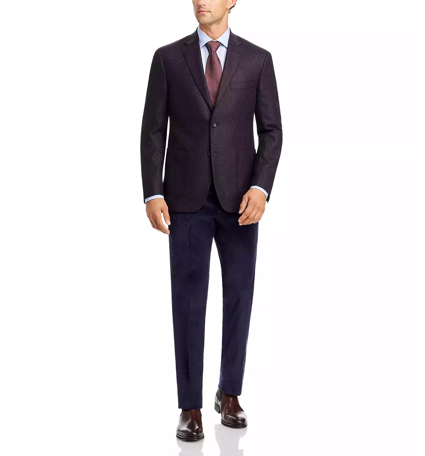 The Men's Store  Regular Fit Sport Coat 50R Burgundy / Navy