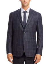 The Men's Store at Bloomingdale's Tonal Plaid Sport Coat 46R Navy Blue