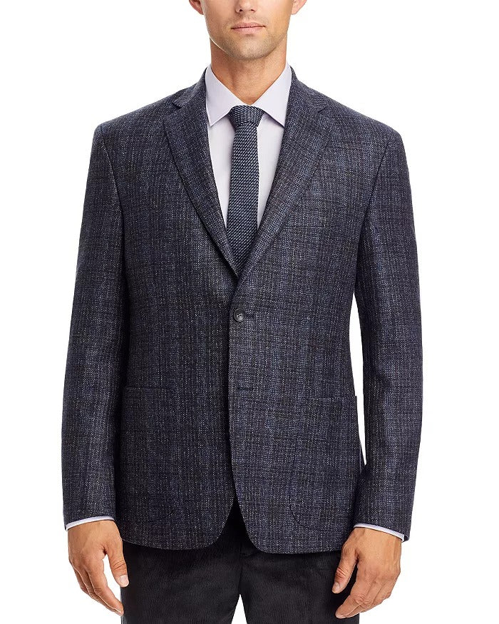 The Men's Store at Bloomingdale's Tonal Plaid Sport Coat 46R Navy Blue