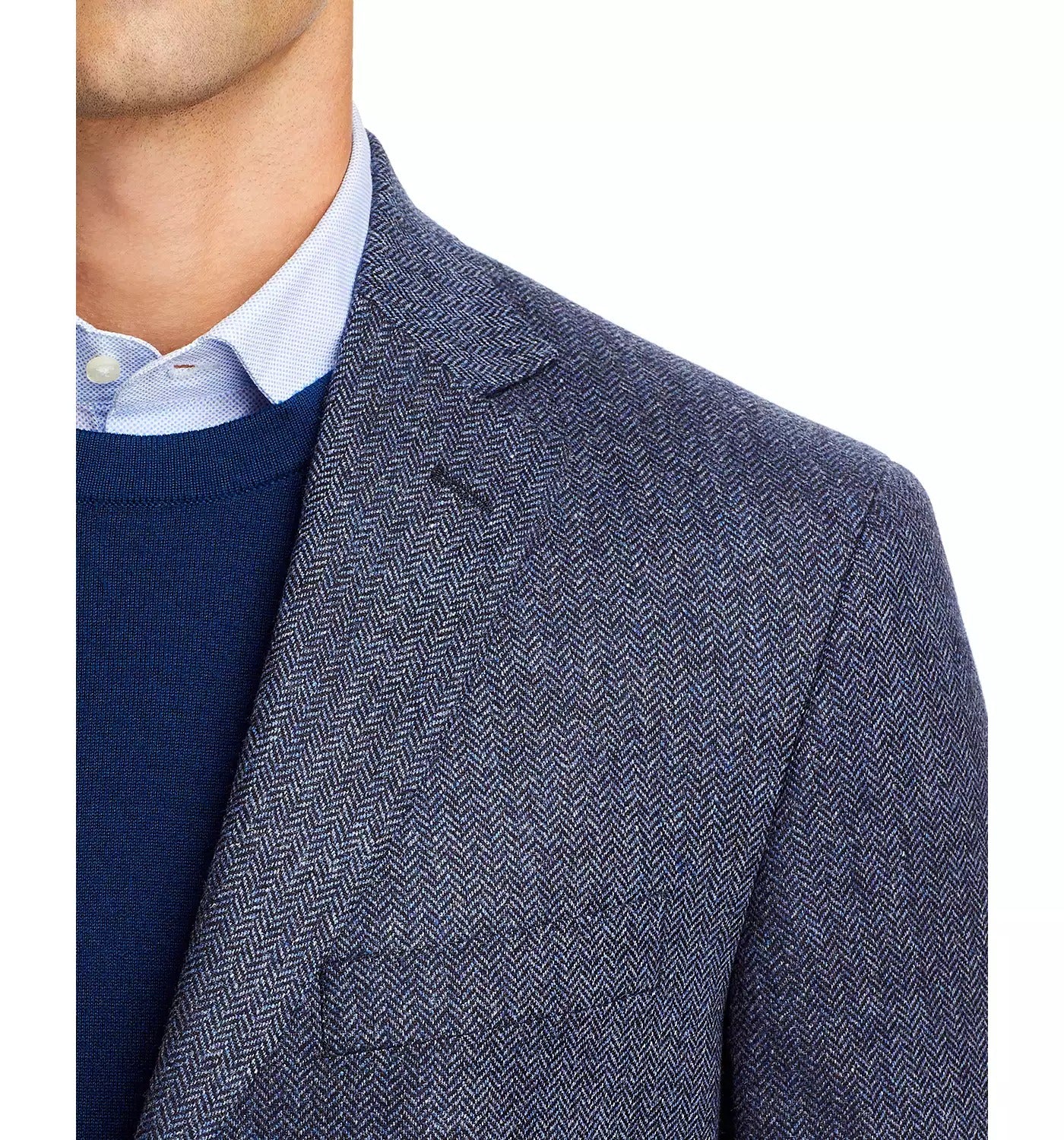 The Men's Store   Wool & Cashmere Herringbone Sport Coat 44R Blue
