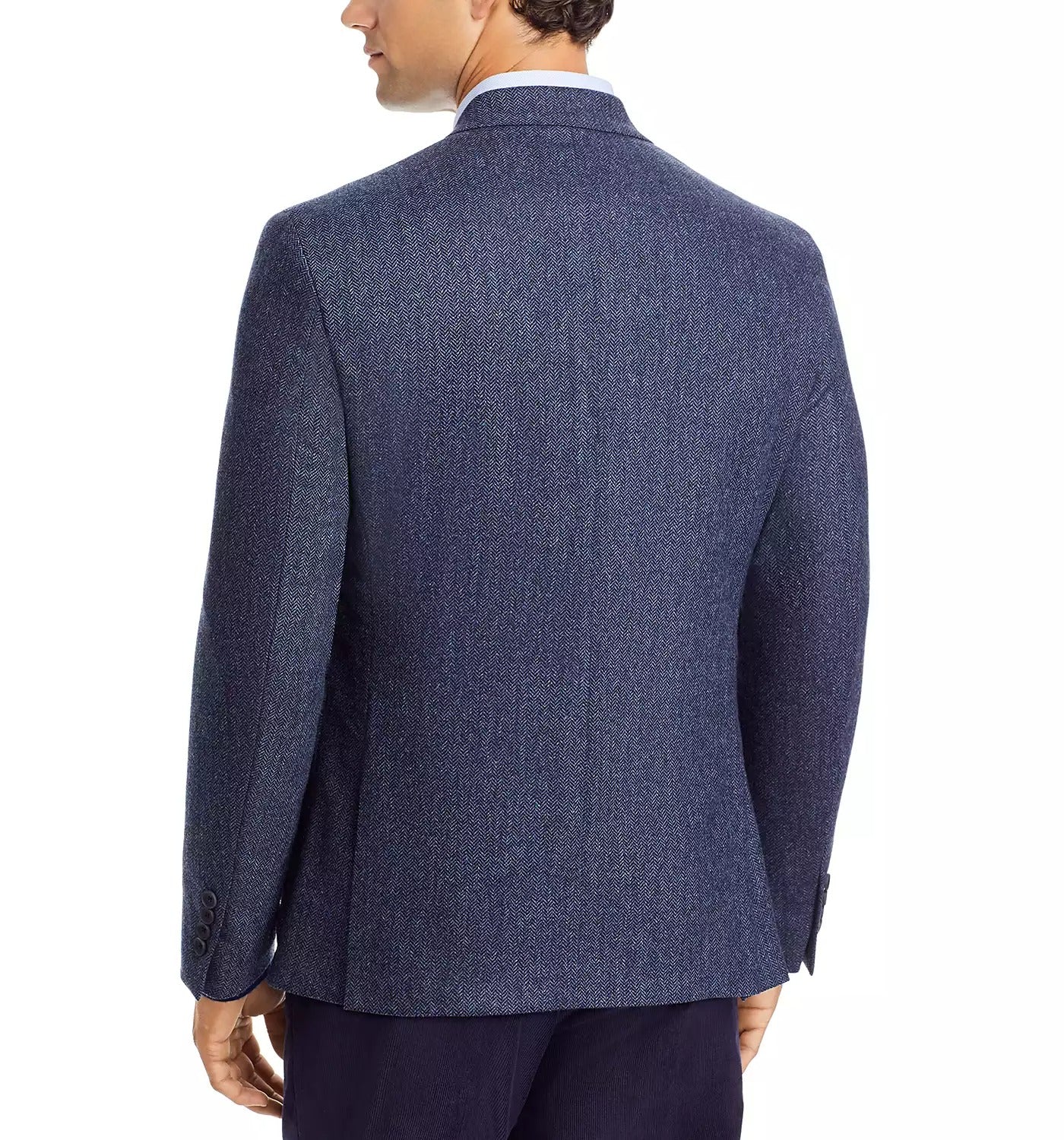The Men's Store   Wool & Cashmere Herringbone Sport Coat 44R Blue