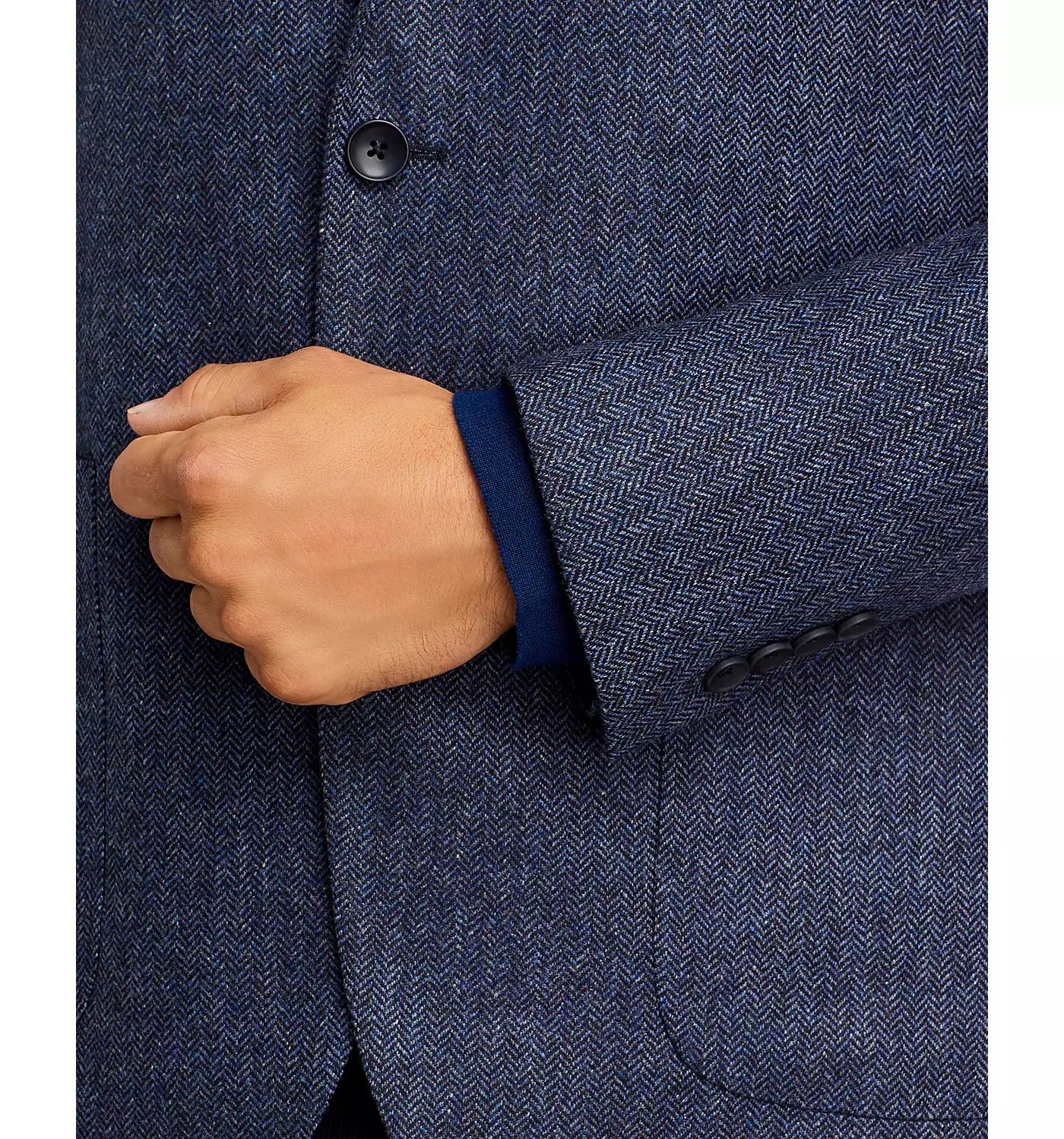 The Men's Store   Wool & Cashmere Herringbone Sport Coat 44R Blue