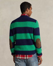 Polo Ralph Lauren Wool Cashmere Crewneck Sweater XL Green Blue Elbow Pad