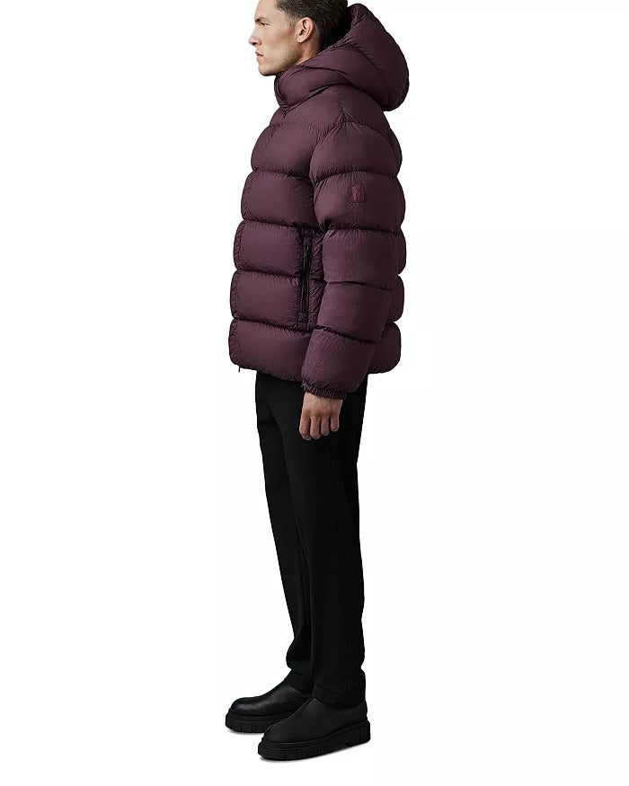 Mackage Mens Adelmo-Lc Nylon Quilted Hooded Down Jacket Size 40 / Medium Garnet