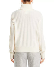 Lafayette 148 New York Womens Cashmere Wide Rib Turtleneck Sweater Medium White