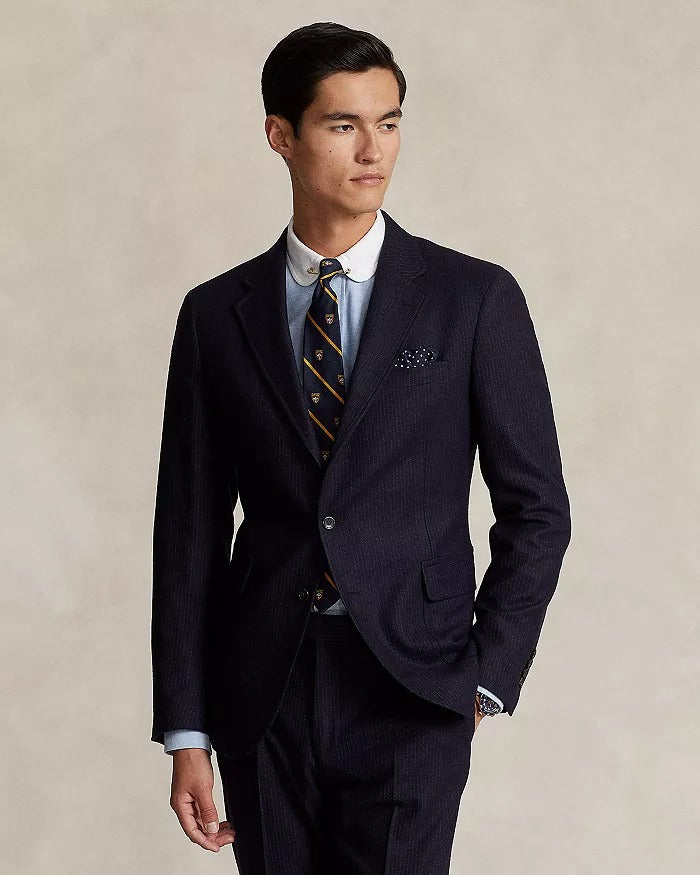 Polo Ralph Lauren Narrow Pinstripe Wool Twill Trim Fit Suit 44R / 38W Navy Blue