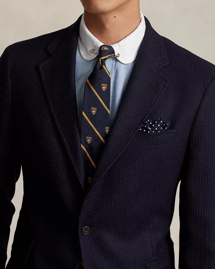 Polo Ralph Lauren Narrow Pinstripe Wool Twill Trim Fit Suit 44R / 38W Navy Blue