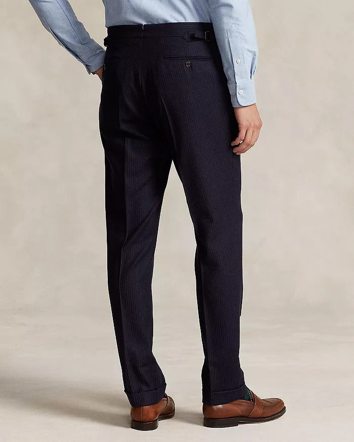 Polo Ralph Lauren Narrow Pinstripe Wool Twill Trim Fit Suit 44R / 38W Navy Blue