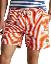 Polo Ralph Lauren Traveler Classic Fit 5.75" Swim Trunks XXL 2XL Orange Striped