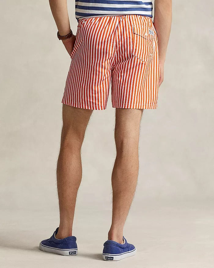 Polo Ralph Lauren Traveler Classic Fit 5.75" Swim Trunks XXL 2XL Orange Striped