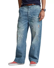 Polo Ralph Lauren Mens Big Fit Naval Inspired Distressed Jeans Blue 38 x 32