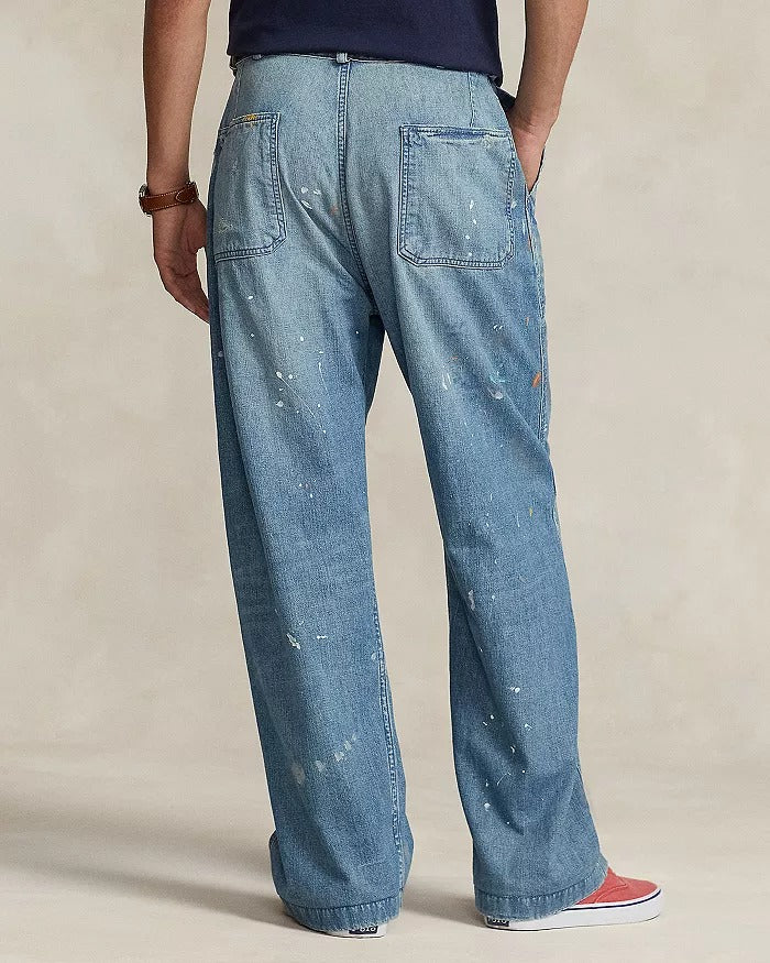Polo Ralph Lauren Mens Big Fit Naval Inspired Distressed Jeans Blue 38 x 32