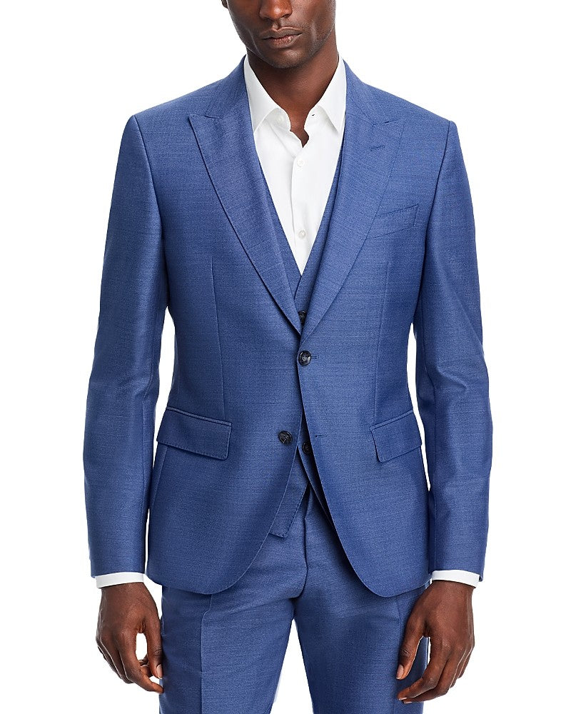 Hugo Boss Mens Slim fit Sport Coat Blazer 38 R Blue Solid Stretch