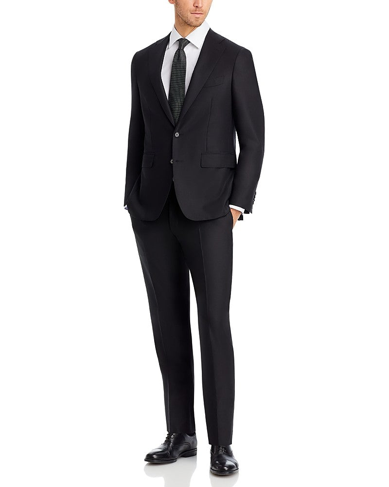 Canali Capri Black Textured Solid Slim Fit Suit 46 R / 38 x 32 Black