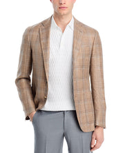 Canali Kei Plaid Unstructured Regular Fit Sport Coat Blazer 48R Brown