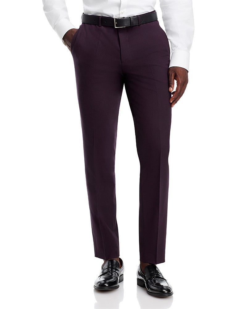 Hugo Boss Mens Slim fit Dress Pants 34 / 32 Burgundy Purple Solid Stretch