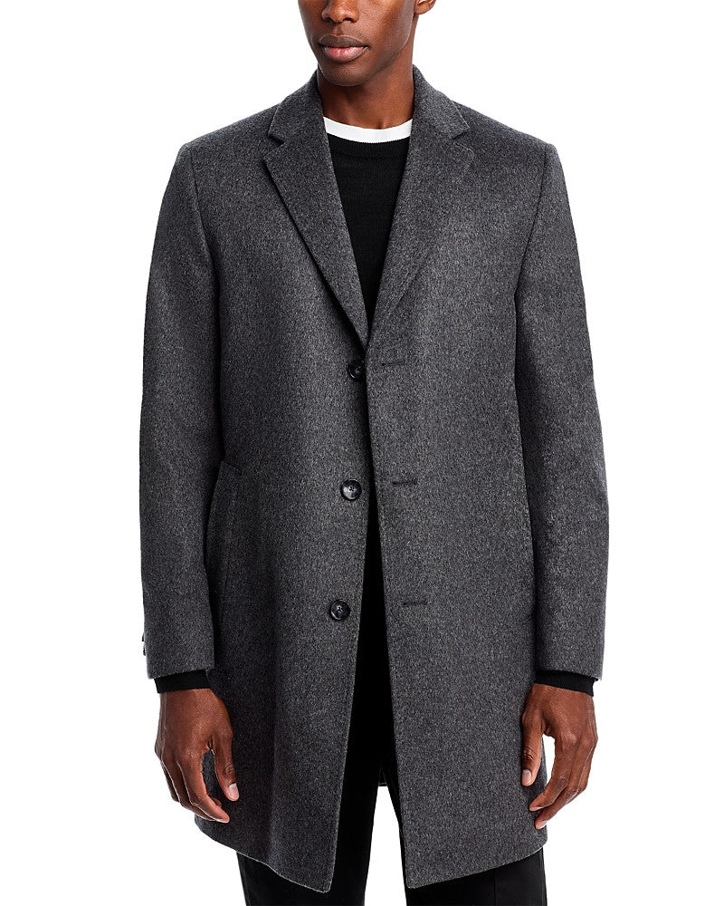Hugo Boss Jared Wool & Cashmere Regular Fit Topcoat 44R Charcoal Grey Overcoat