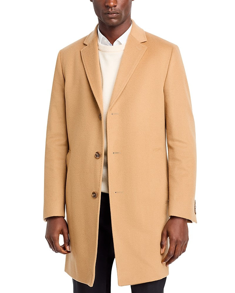 Hugo Boss Mens Jared Wool & Cashmere Regular Fit Topcoat Overcoat 40R Camel