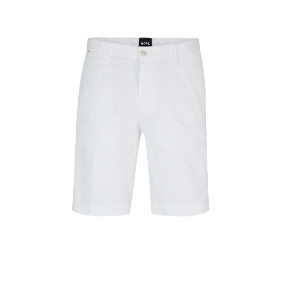 Hugo Boss Mens slim-fit shorts in stretch-cotton twill Size 30 White