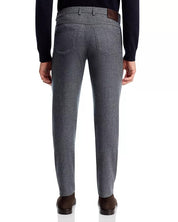 Canali Mens Wool Flannel Regular Fit 5-Pocket Pants EU 50 US Size 34 Grey