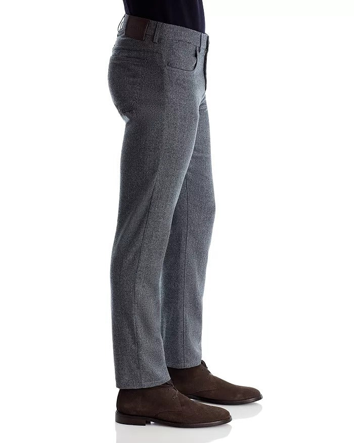 Canali Mens Wool Flannel Regular Fit 5-Pocket Pants EU 50 US Size 34 Grey