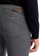 Canali Mens Wool Flannel Regular Fit 5-Pocket Pants EU 50 US Size 34 Grey
