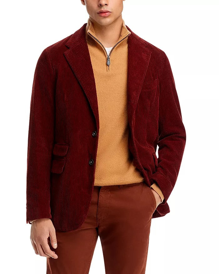 Massimo Alba Mens Single Breasted Corduroy Blazer Sport Coat EU 54 US 44 RED